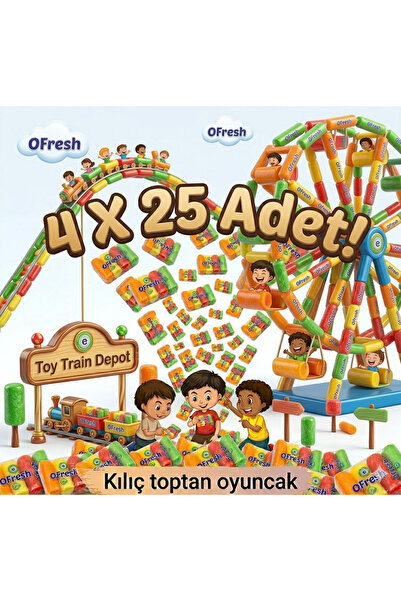 KILIÇ 4-Pack of Mixed Fruit Chewing Gum, 25 Pieces