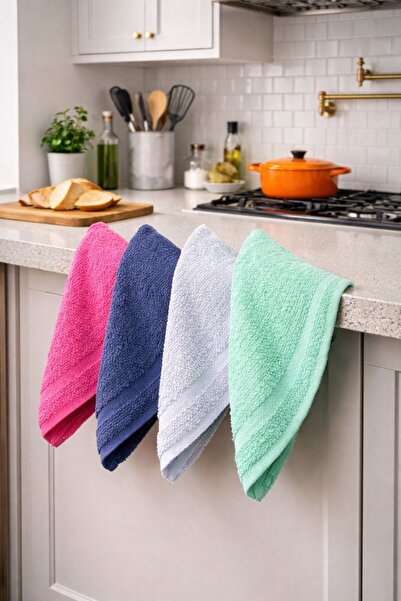 Bikaya Home 100% Cotton Towel Washcloth |   30X30 cm |   4-Pack |   Super Abs...