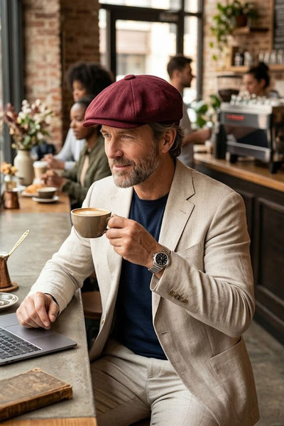 Ritagarcia Men's Linen Peaky Blinders Cap - Summer Cotton Newsboy Hat