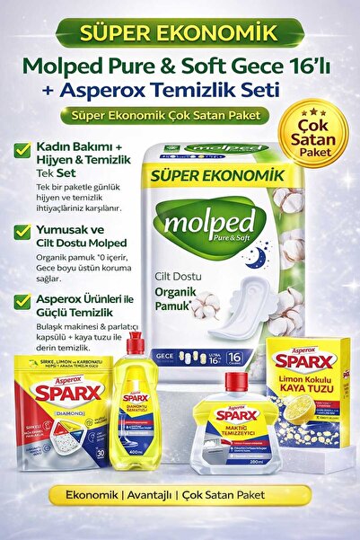 Molped Night Pad 16-Pack + Asperox Sparx Dish Set |   Women's Care and Cleaning Set