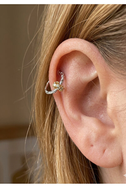 kurukafagift Çelik Piercing Helix Kıkırdak İçi Halkalı İki Renkli Model