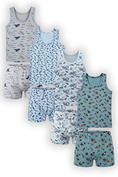 tatlıcottonkids Boys' Patterned Athlete Boxer Set 4-Piece Set