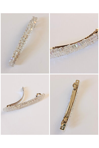 chibi مشبك تلقائي لتطريز الخرز الكريستالي الأبيض اللامع الشفاف