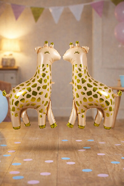 Baloncu Dede Giraffe Foil Balloon 61 cm 2 Pieces Gold Green Safari Party Baby...
