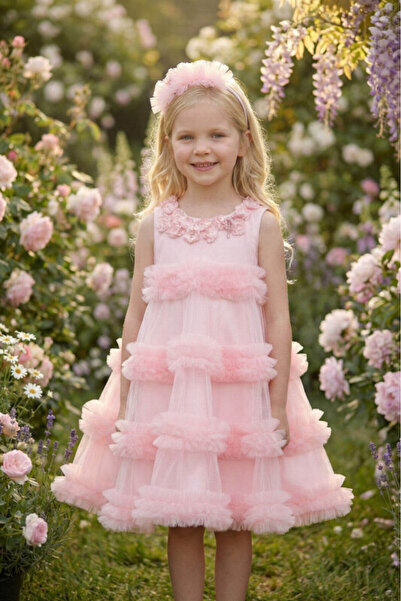 Pamina Girl's Tulle Dress & Floral Headband 36025Pr
