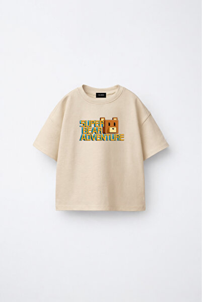 fasardi Super Bear Adventure Super Bear Printed Oversized 100% Cotton Short S...