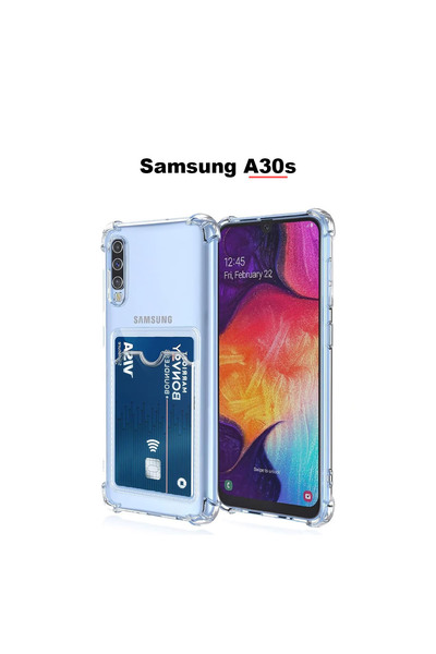 bewn Samsung A30S Compatible Card Holder Wallet Transparent Edge Protected Co...