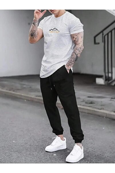 PENTHİLUS Men's T-Shirt and Trousers Set - Men's Two-Piece Set - Summer Botto...