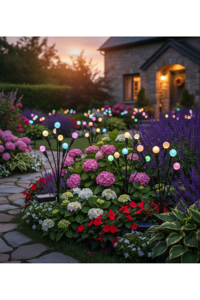 Homegenius Set de 2 lămpi solare de grădină cu licurici multicolori/alb cald