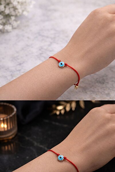 BAKIRCIM STORE Red String Bracelet with Evil Eye Beads, Gold Plated Adjustabl...