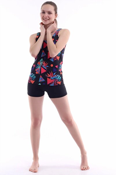 aydenahome Tankini Şortlu (Şortu Astarlı ) Likralı Esnek Mayo Kumaşından Üret...