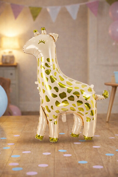Baloncu Dede Giraffe Foil Balloon 86 cm Gold Safari Party Baby Birthday Decor...