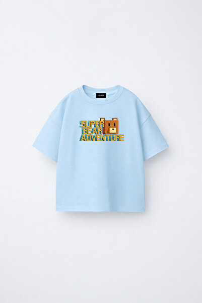 fasardi Super Bear Adventure Super Bear Printed Oversized 100% Cotton Short S...