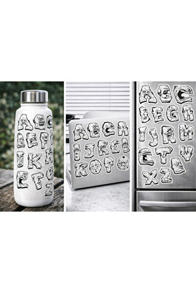 Limitless Design مجموعة ملصقات الحروف الكرتونية مقاس 22x30 سم - ملصقات أبجدية...