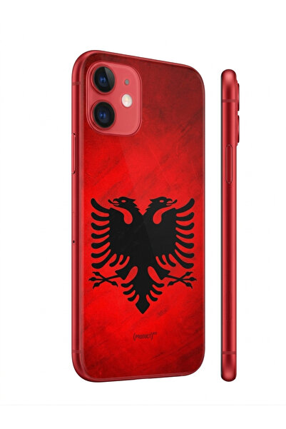 TeknoBAstore İphone 11 Uyumlu Arnavut Bayraklı Kamera Koruyuculu Tasarım Kılıf