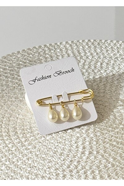 modamira Çok Amaçlı Damla İncili Altın Rengi Çengelli İğne