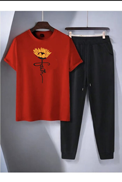 MİDAD Daisy print t-shirt - jogger t-shirt crew neck top and bottom tracksuit...