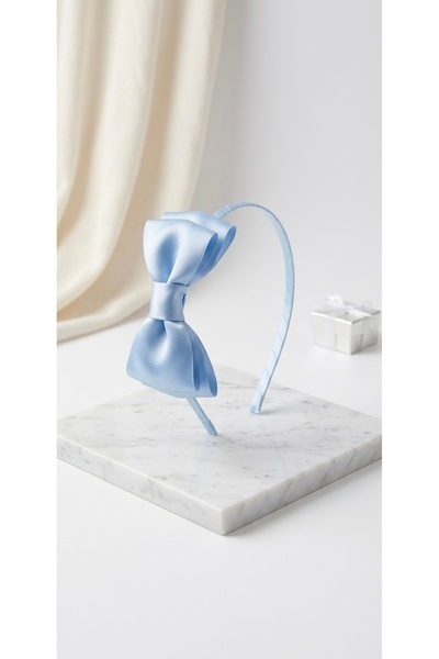 Çınar Aksesuar Blue Maternity Crown with Satin Bow - Mother Baby Hospital Discharge Hair Accessory