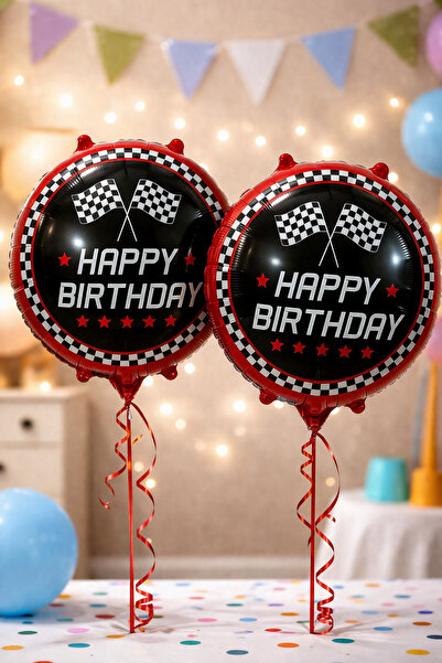 Baloncu Dede Racing Themed 2 Pieces Happy Birthday Foil Balloon 18 Inch 46 cm...