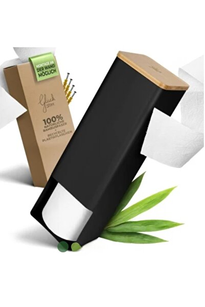 GLUCK Suport pentru hartie igienica, plastic/bambus, negru, 43 x 14 x 14 cm