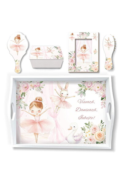 OEM Set mot premium fetite balerina roz cu tavita mot si accesorii elegante p...