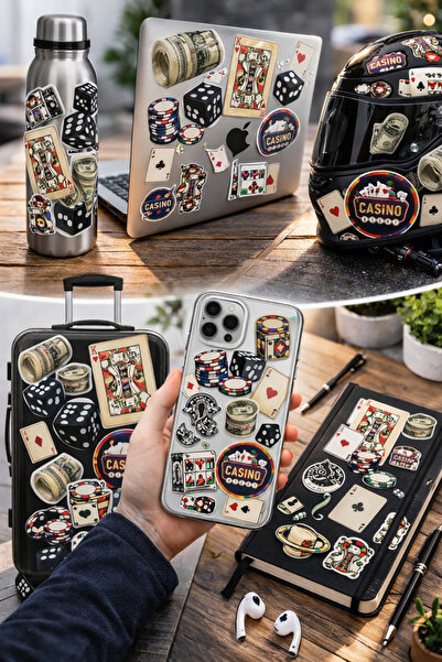 Limitless Design مجموعة ملصقات بتصميم الكازينو والبوكر - ملصقات بتصميم البطاق...