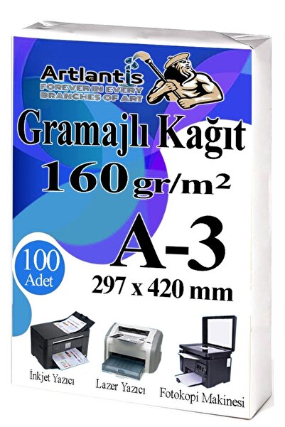Artlantis A3 Grammage Copy Paper 100 Pieces 160 Gr Certificate Paper Thick Pa...