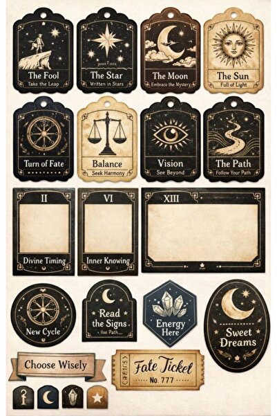 Limitless Design Tarot Kartları Vintage Poster – Mistik Astroloji ve Tarot Te...
