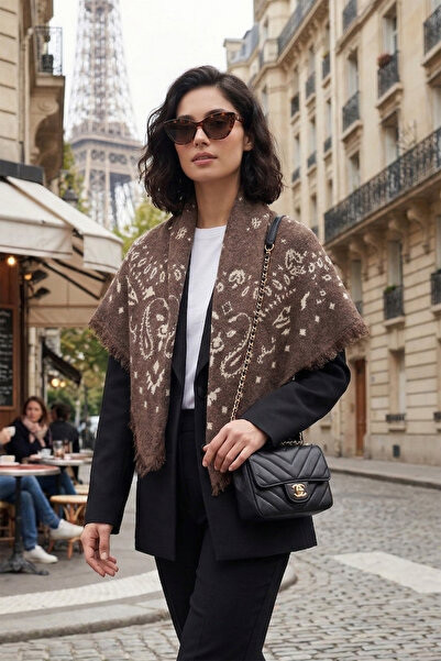 Lela شال منقوش عرقي بحواف مزخرفة 100 × 100 سم 6941300