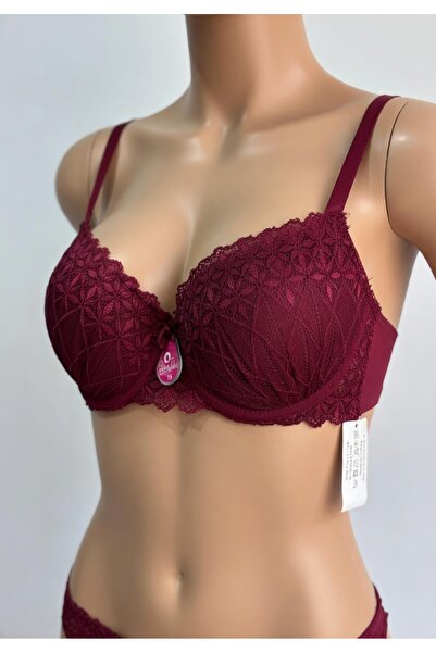 İNCİİCGİYİM28 DESTEKLİ İP ASKILI BORDO SÜTYEN