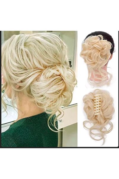 Handmade Dağınık topuz tokalı saç Platin rengiyle kolay kullanımlı şık saç PL...