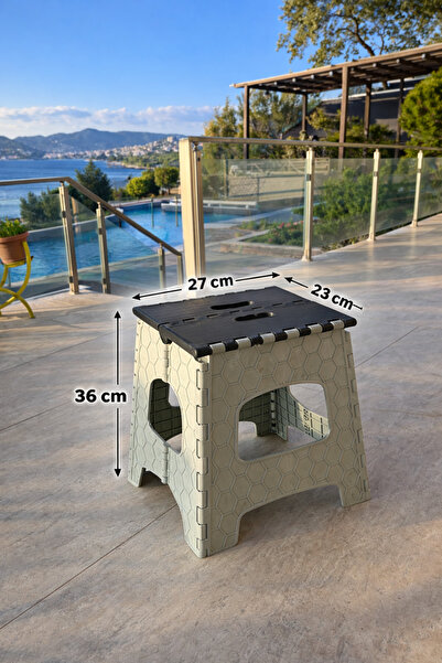 MB PLAS Taşınabilir Katlanır Tabure Orta Boy Gri