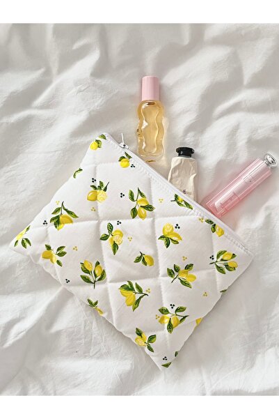 Lulishop Υφασμάτινη τσάντα μακιγιάζ με σχέδιο λεμόνι, οργανωτής τσάντας