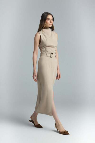 Sateen Φούστα με σκίσιμο Jessi - Καμηλό