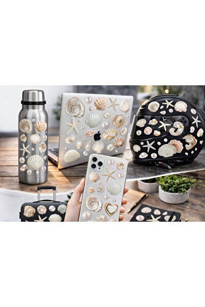 Limitless Design مجموعة ملصقات صدف البحر واللؤلؤ - ملصقات جمالية ذات طابع بحر...