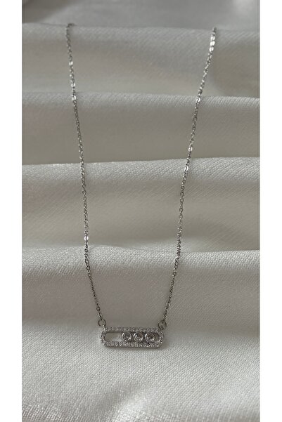 Ezremu Store Yatay Messika Model Silver Çelik Kolye