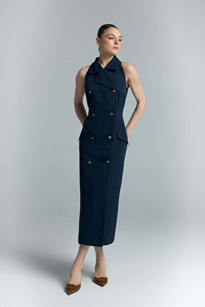 Sateen Jessi Dress - Navy Blue