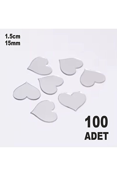 zafrakreklam Dekor Süs Yuvarlak Ayna Gümüş Kalp 100x Adet Pleksi Dekoratif 1,...