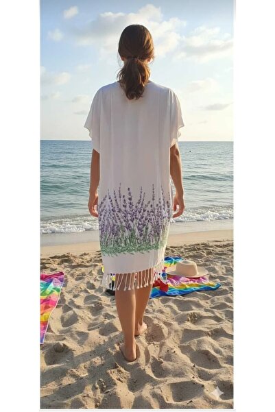 ELİTE NOVA SHOPPİNG أورجانيك بامبو منسوج %100 قطن باريو - فستان شاطئ فضفاض بم...