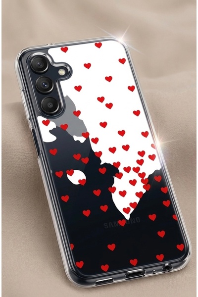 TeknoBAstore Samsung A14 Tiny Heart Transparent Camera Protected Phone Case