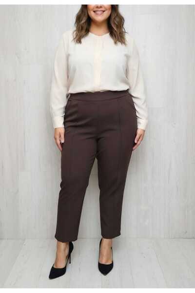 İyisini İstersen Women's High Waist Plus Size Pocketed Standard Brown Color S...