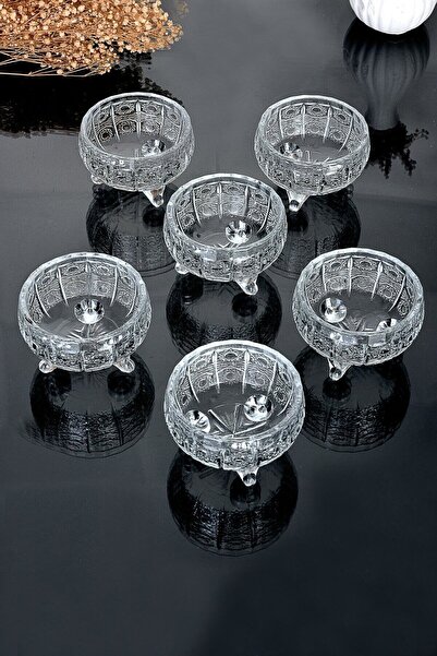 çukurova home 6 Pieces Crystal Glass 3 Legs Luxury Turkish Delight Bowl Snack...
