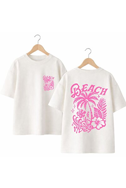 playwear Μπλουζάκι New Season Beach σε ροζ χρώμα με στάμπα στην πλάτη και στο...