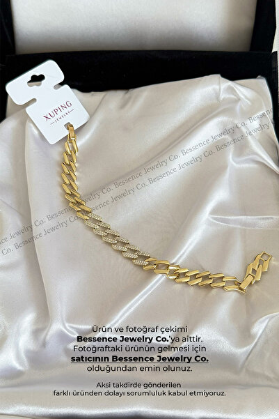 BESSENCE JEWELRY CO. Xuping 14K Gold VIP Geometrik Gurmet Model Çelik Bilekli...