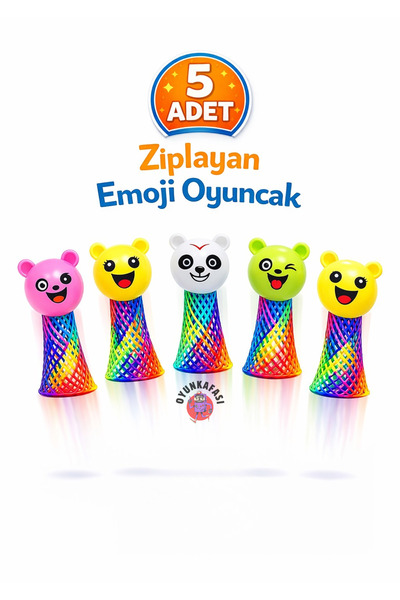 OYUNKAFASI 5 Adet Zıplayan Emoji Oyuncak Parmakla Kullanılan ZıpZıp Oyuncak E...