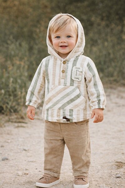 Pure Boutique Βρεφικό σετ 2 τεμαχίων: βαμβακερό φούτερ και παντελόνι κρεμ-πρά...