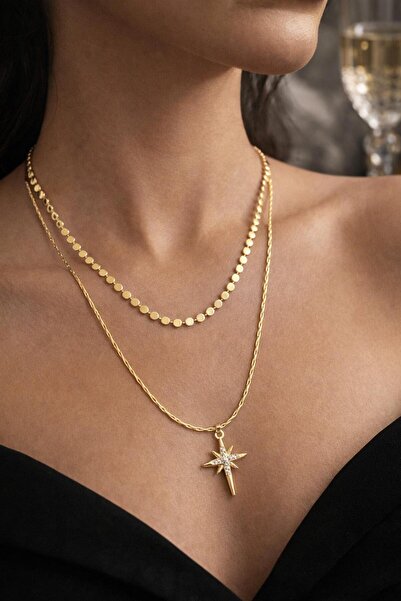 Accessories Hei Aurora Işıltı Double Chain Necklace