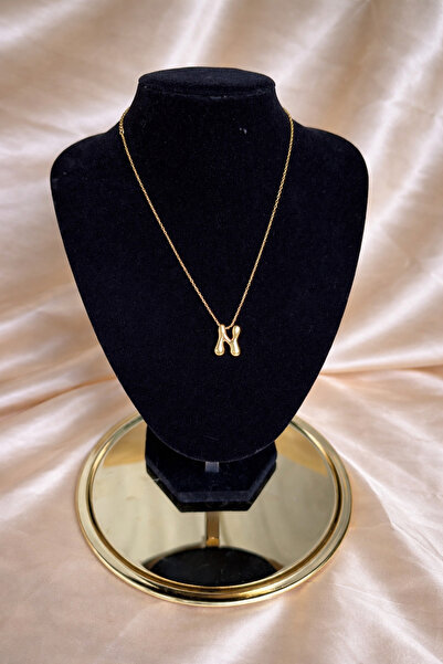 ANKA JEWELLRY BOMBELİ GOLD RENK İNCE ZİNCİR N HARFİ KADIN KOLYE