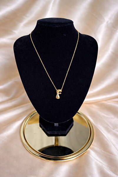 ANKA JEWELLRY قلادة نسائية من بومبيلي ذهبية اللون بسلسلة رفيعة على شكل حرف F