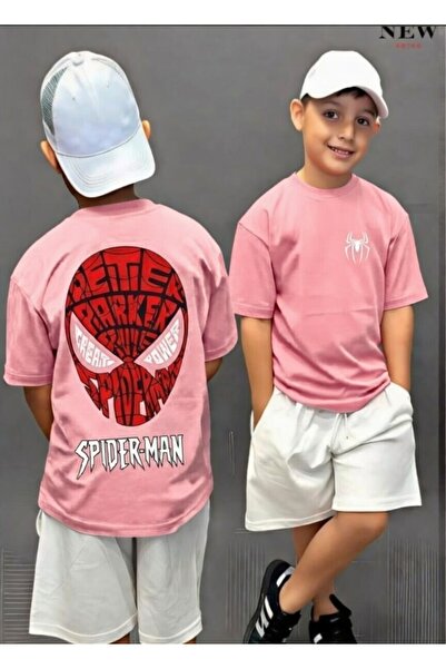 New Shine Spider-Man Printed Pink Kids T-Shirt